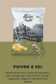 Cliquez sur l’image pour voir les détails du produit :Chips de Lucien - Poivre / Sel 125gr